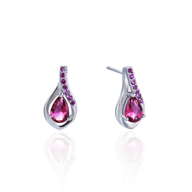 925 Sterling Silver Ruby Tear Drop Earrings